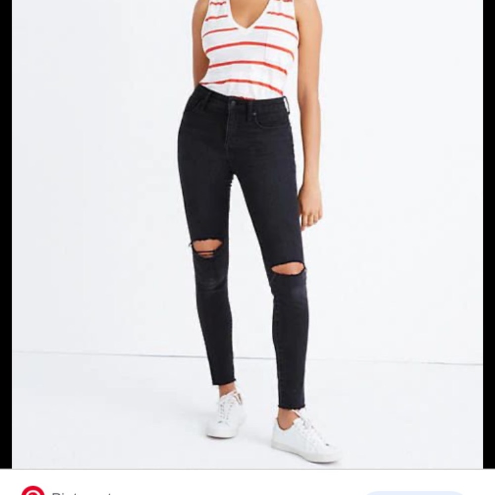 Madewell Petite Curvy High-Rise Skinny Jeans in Black Sea